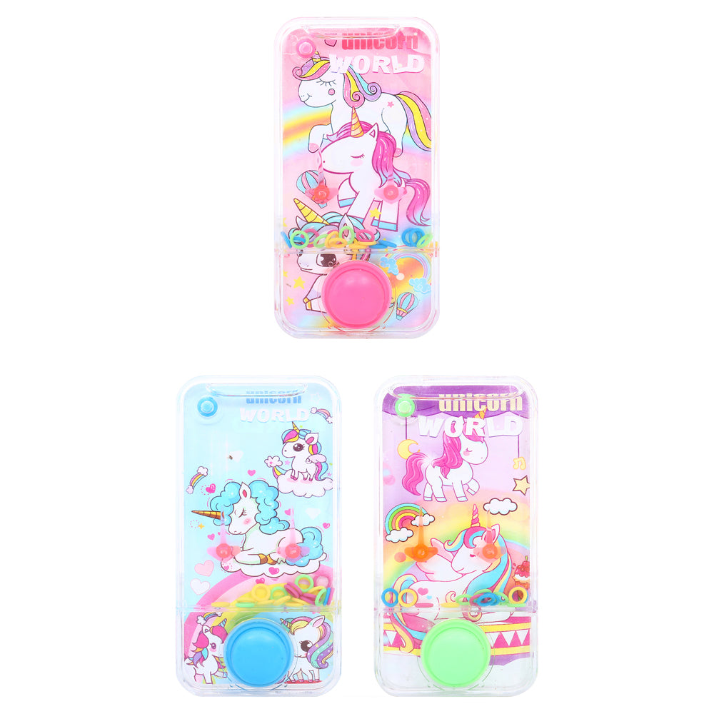 Hand Held Water Skill Game Unicorn 6cm x 11.8cm x 2cm - 3 Assorted