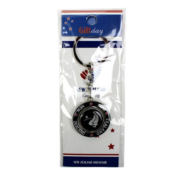 Souvenir KeyRing - NZ ROUND MOVING FERN KEYRING