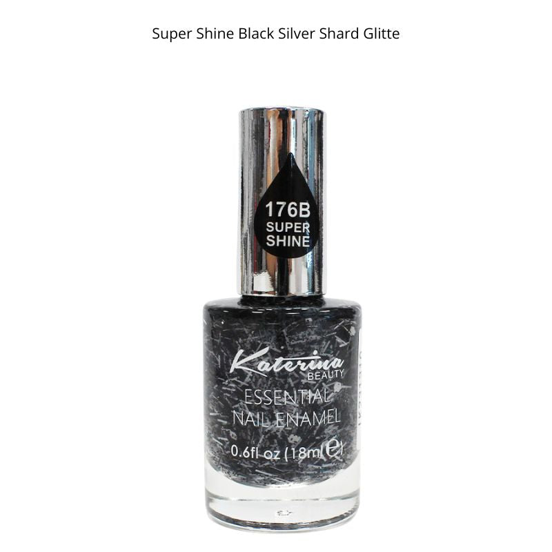 Katerina Nail Polish - Super Shine Black Silver Shard Glitte