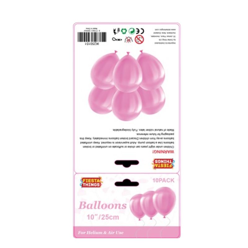 10pc Balloons 25cm - Hot Pink