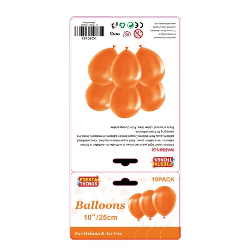 10pc Balloons 25cm - Orange