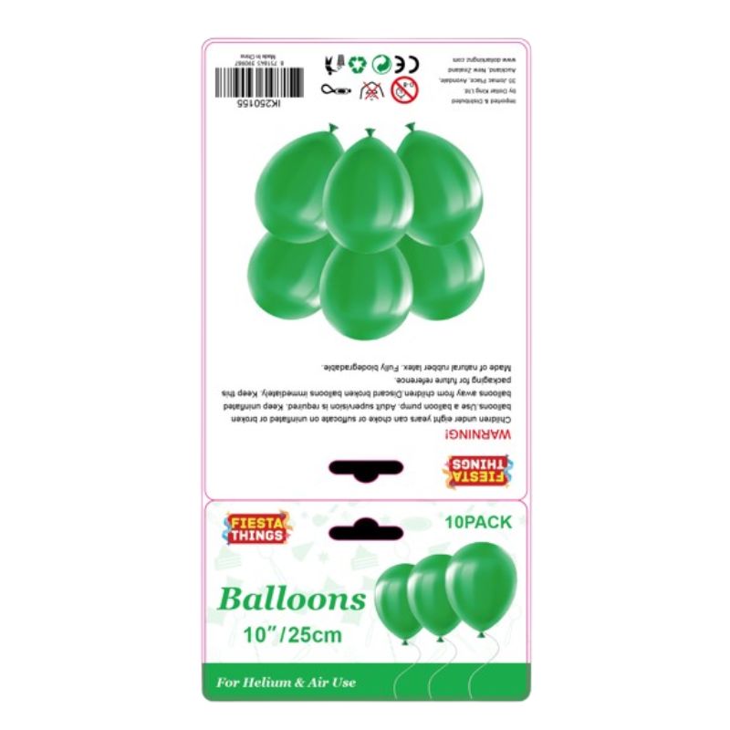 10pc Balloons 25cm - Green