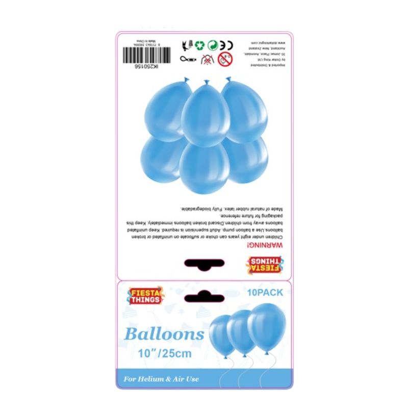 10pc Balloons 25cm - Blue