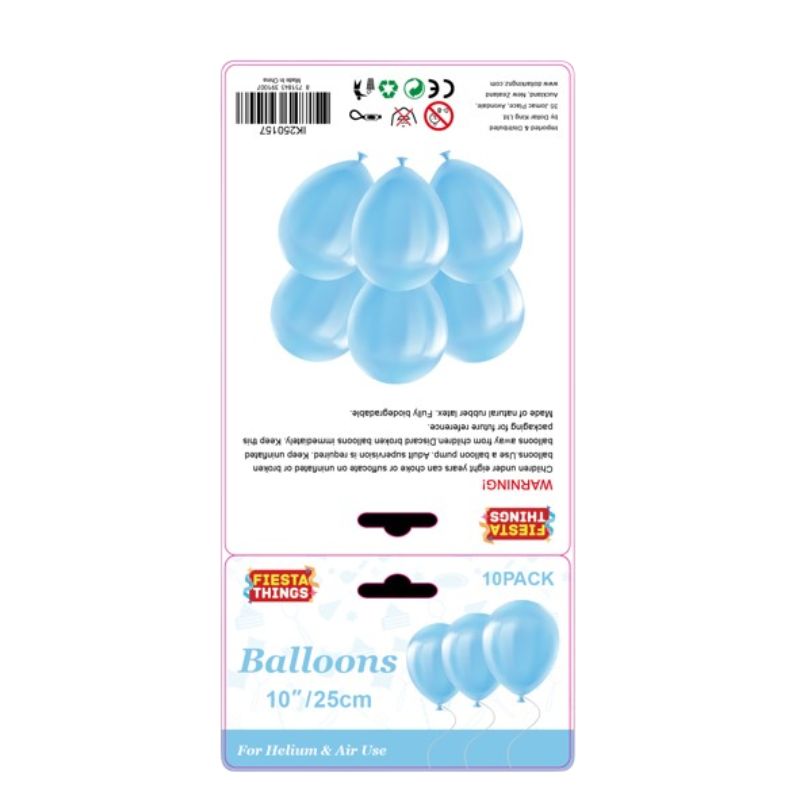 10pc Balloons 25cm - Light Blue