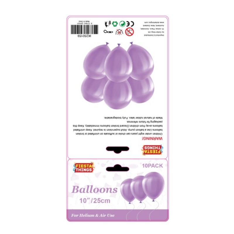 10pc Balloons 25cm - Light Purple
