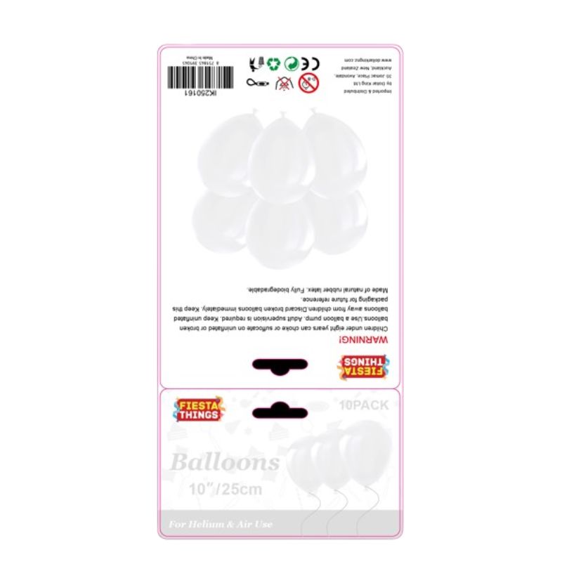 10pc Balloons 25cm - White