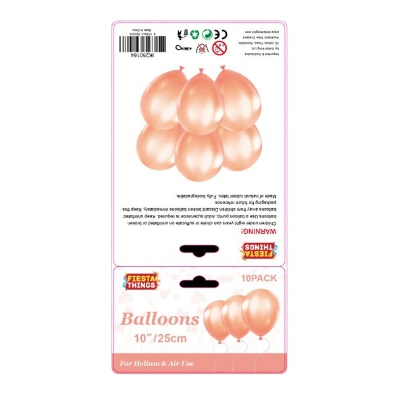10pc Metallic Balloons 25cm - Rose Gold