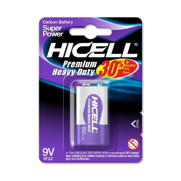HICELL Premium Heavy Duty Battery - 9V 1pc