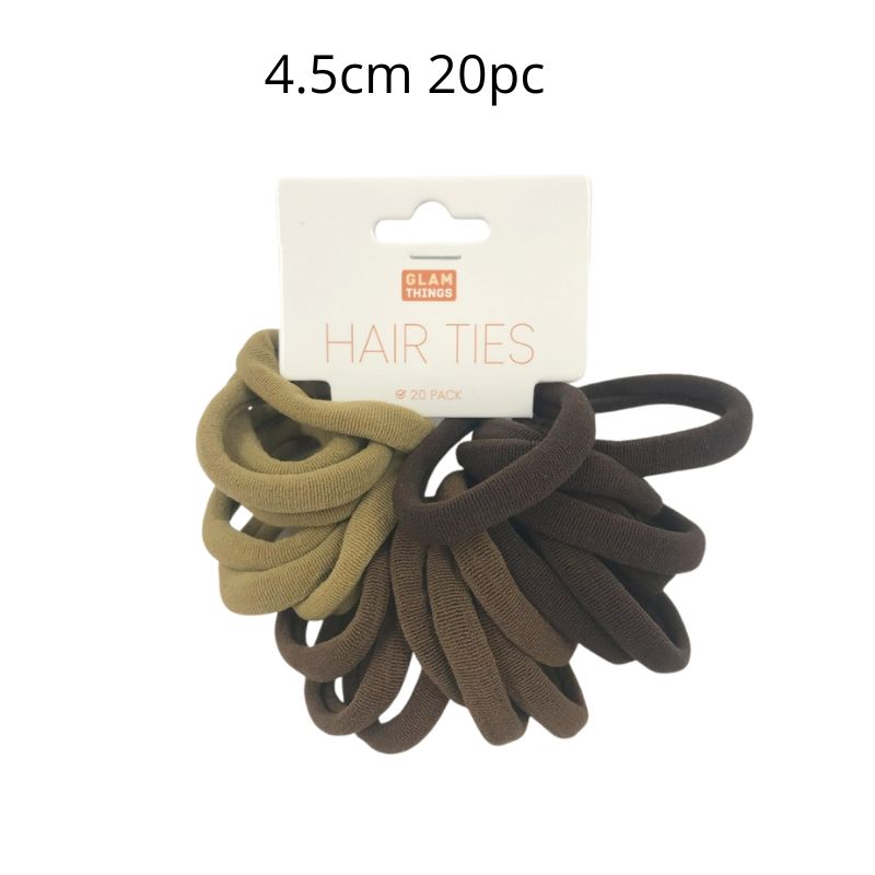 Hair Ties 4.5cm 20pc - Brown Mix