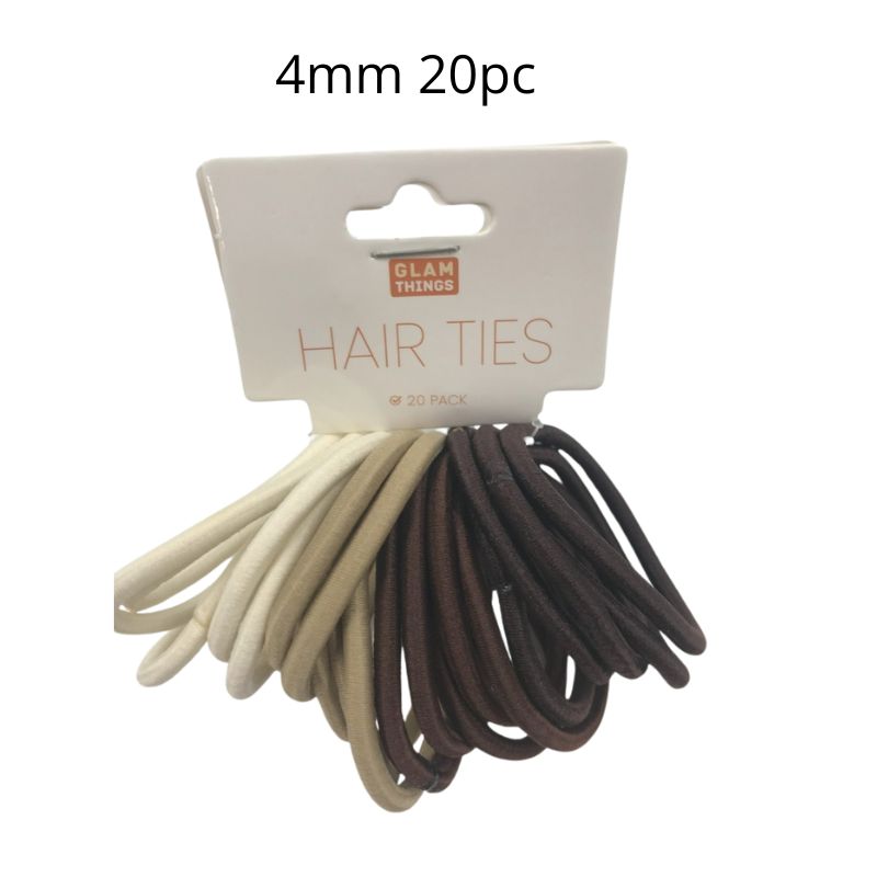Hair Ties 4mm 20pc - Brown Mix