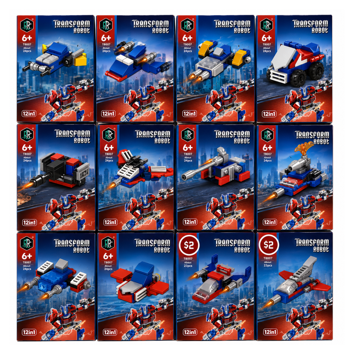 Red & Blue Mech Mini Building Blocks Toy