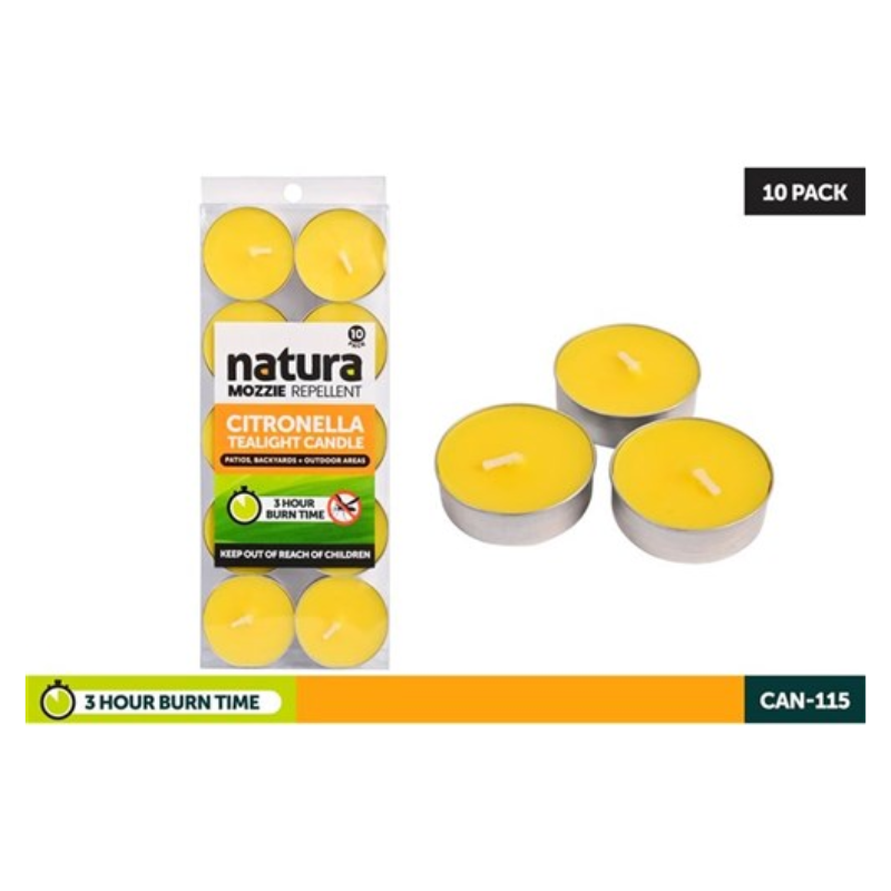 10pce Tealight Candle Citronella 3hr