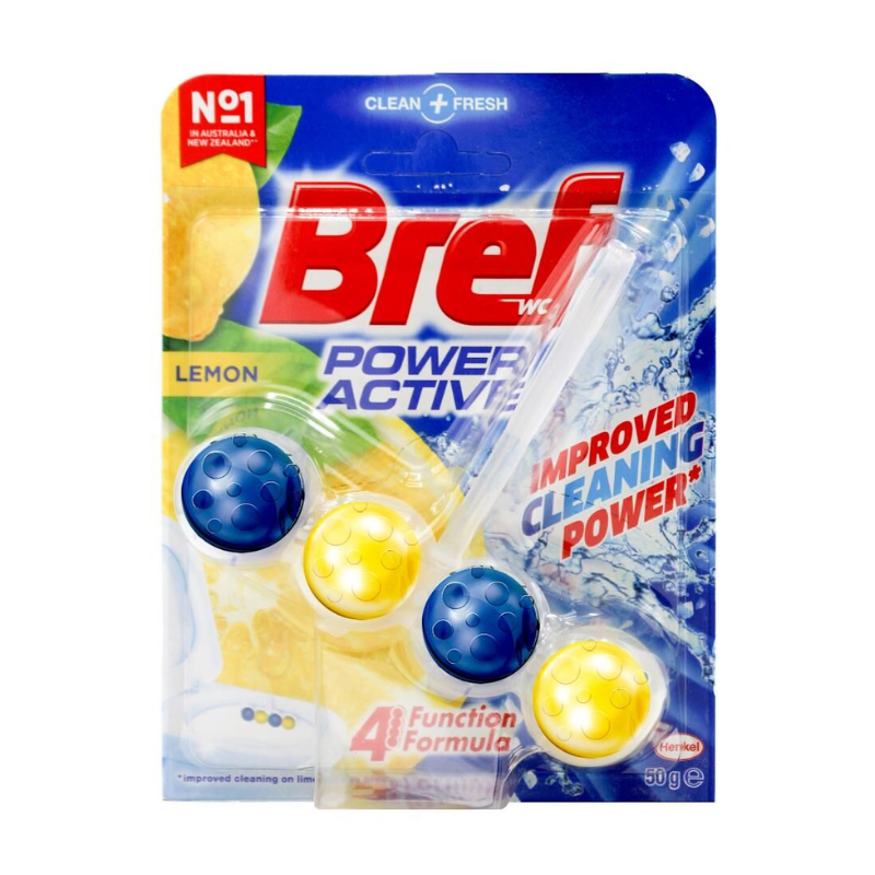 BREF 50g TOILET CLEANER CAGE POWER ACTIVE 4 FUNCTION FORMULA JUICY LEMON