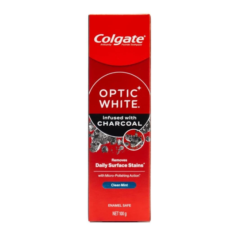 COLGATE 100g TOOTHPASTE OPTIC WHITE INFUSED WITH CHARCOAL CLEAN MINT
