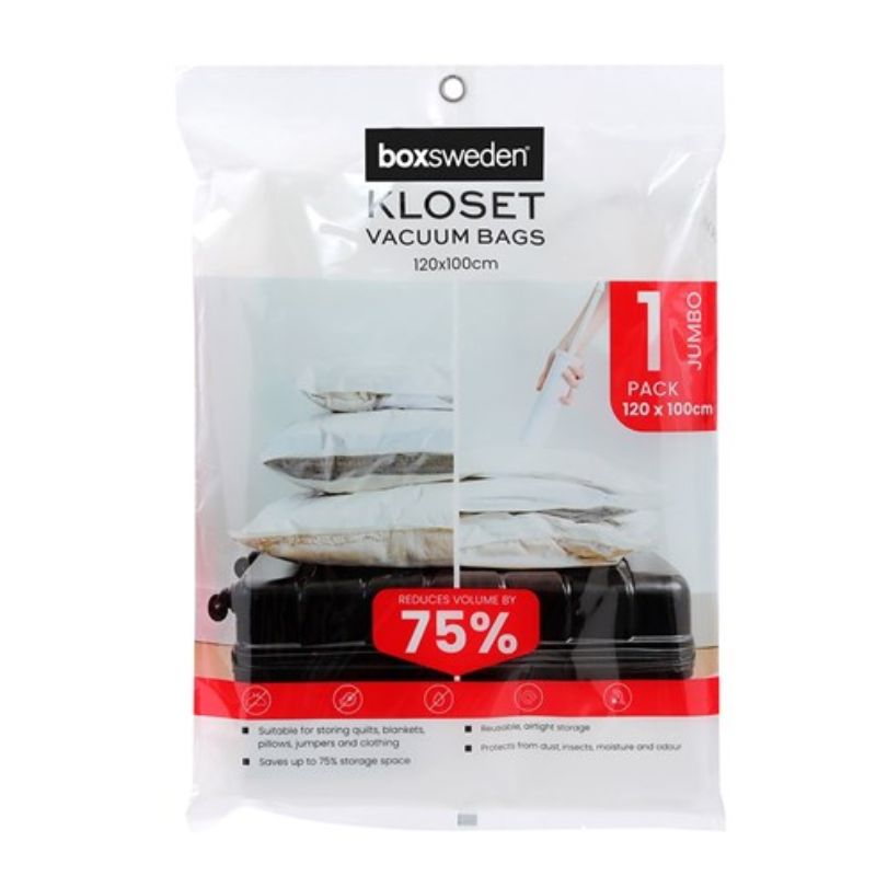 KLOSET jumbo vacuum storage bag 120 x 100cm for clothes bedding blankets and pillows