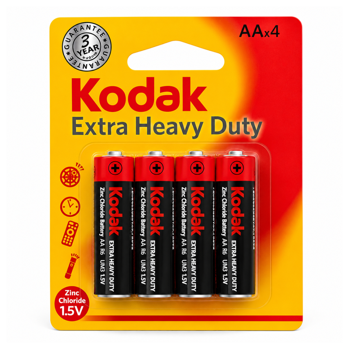 Kodak Heavy Duty AA batteries 4 pack for household electronics