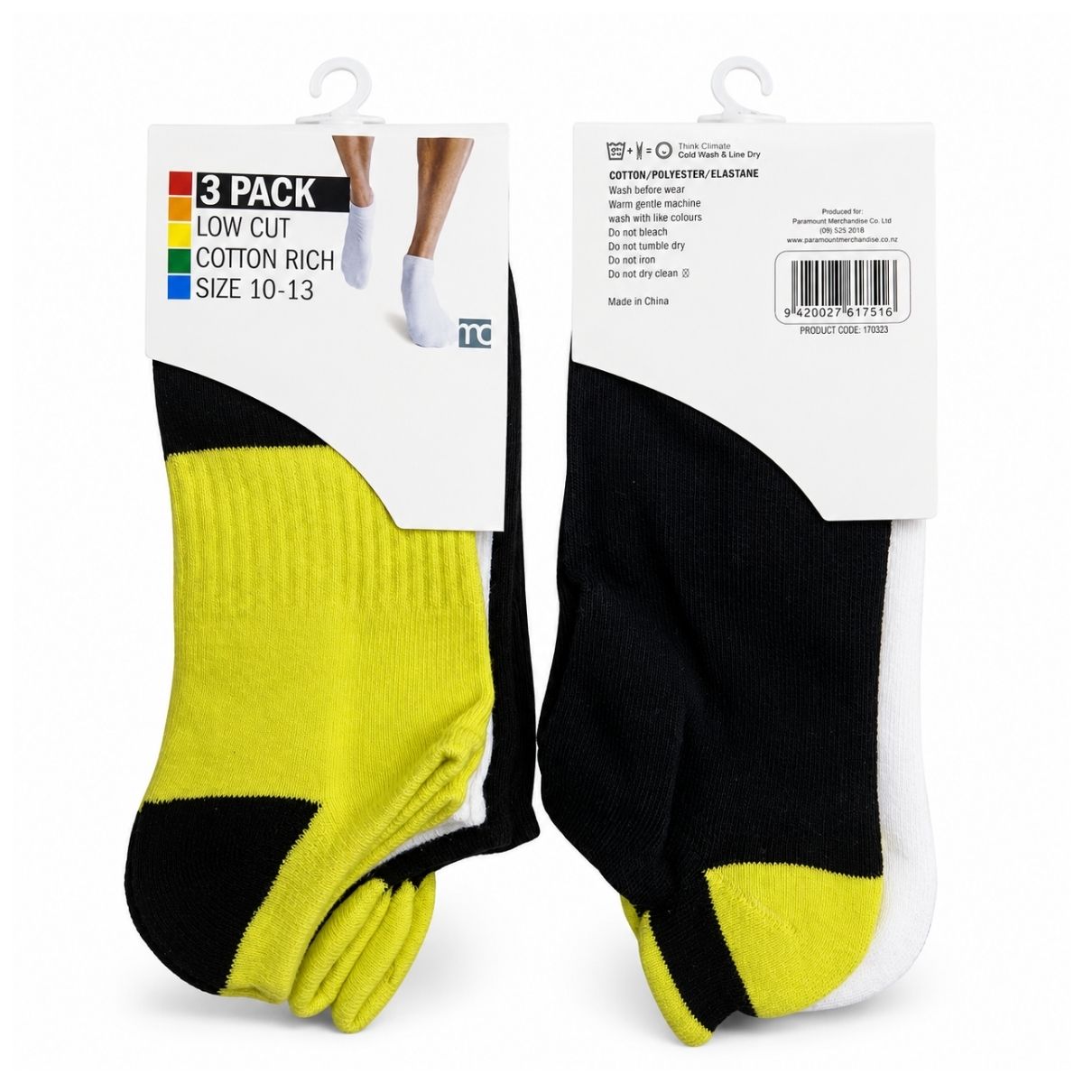 3 Pack Low Cut Cotton Rich Socks – Size 10-13