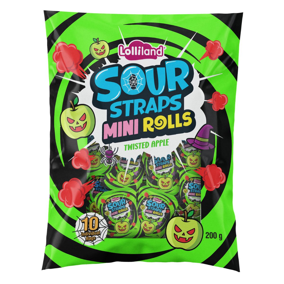 Sour Straps Mini Halloween Rolls 200g