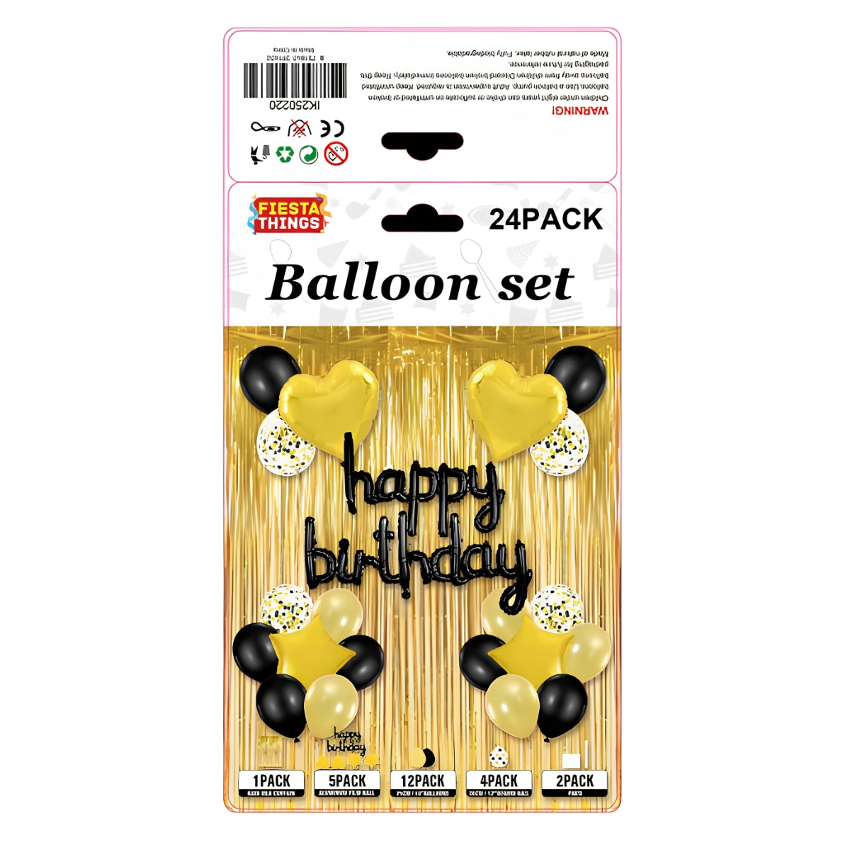 Luxury Birthday Balloon Set Black Gold