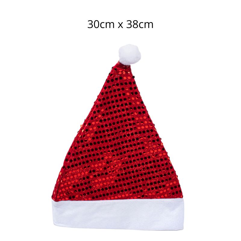 Hat Santa With Foil Print Adults 30cm x 38cm Red/White