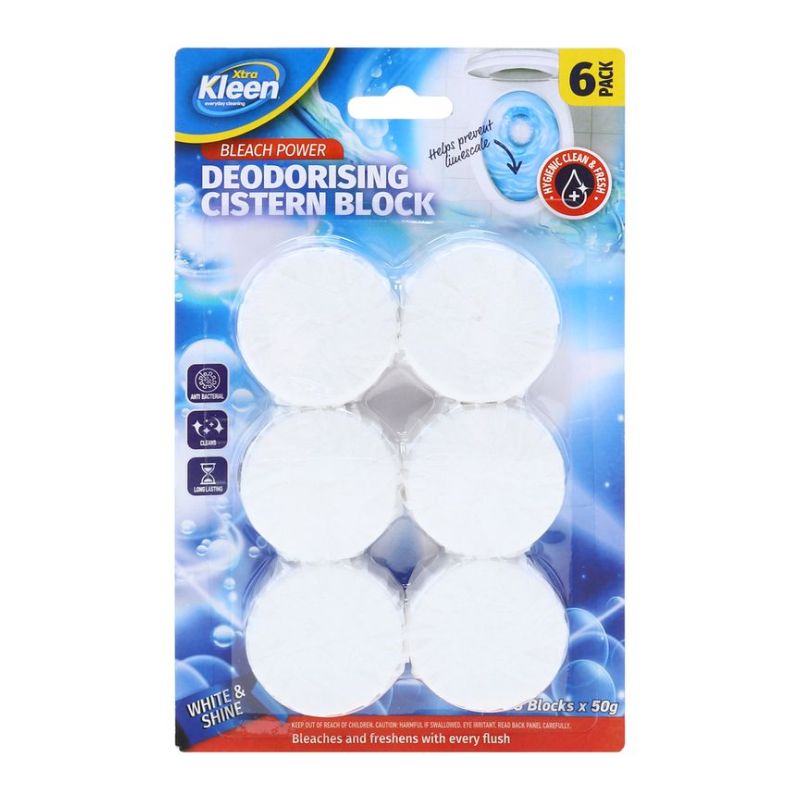 Toilet Deodorising Cistern Blocks 6pk x 50g Each – Bleach Power (White)