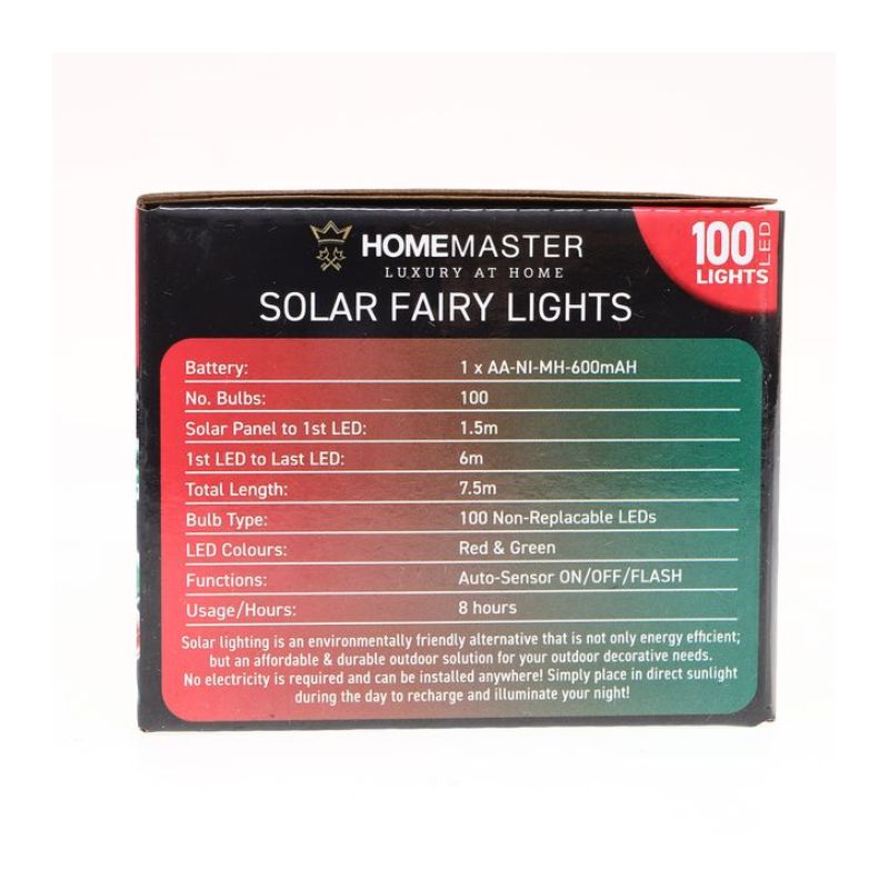 light solar fairy light 100LED 7.5M red&green
