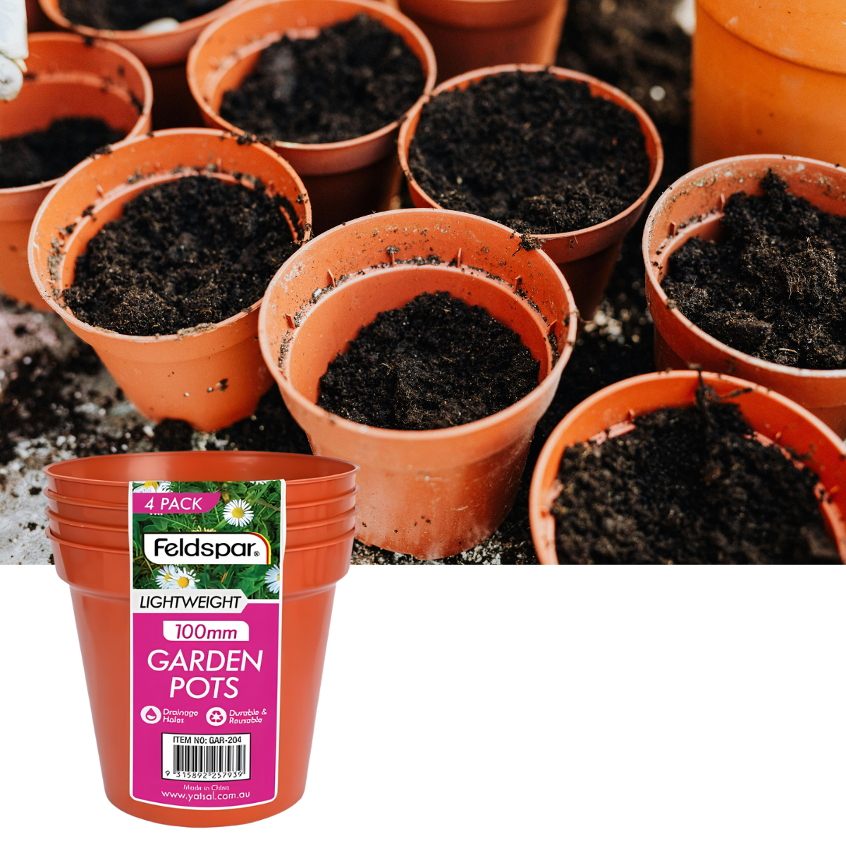 Plastic Planter Pots 10cm – 4 Pack