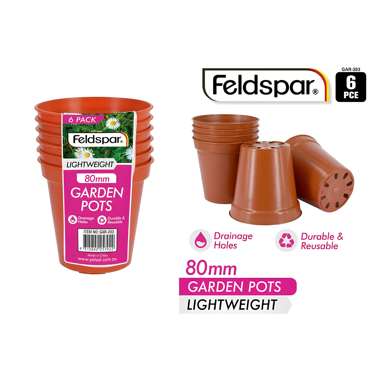 Plastic Planter Pots 8cm – 6 Pack