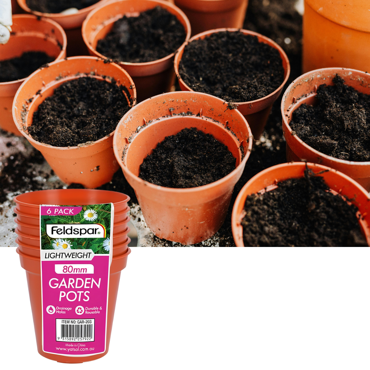 Plastic Planter Pots 8cm – 6 Pack