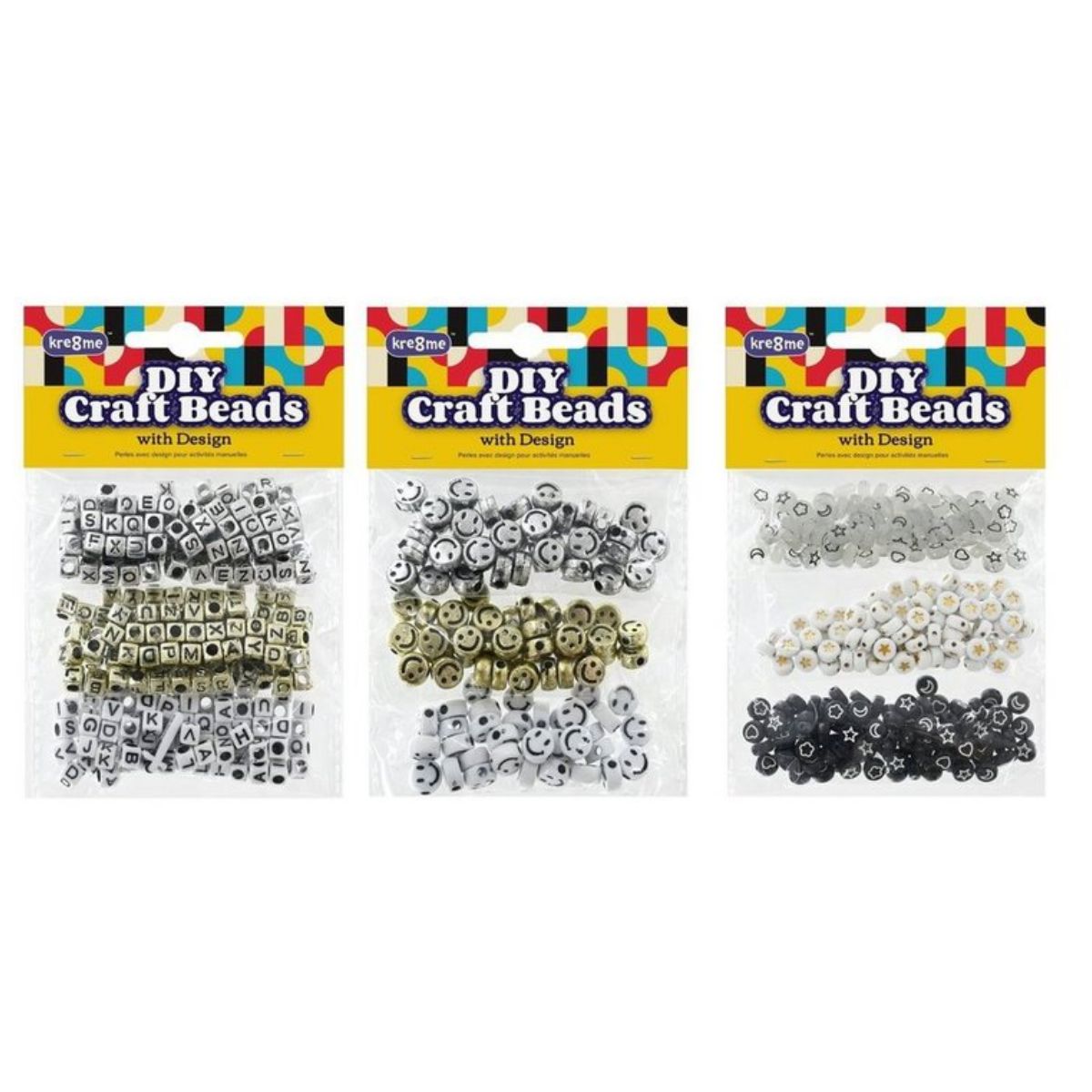 DIY Craft Beads with Design – 3 Assorted