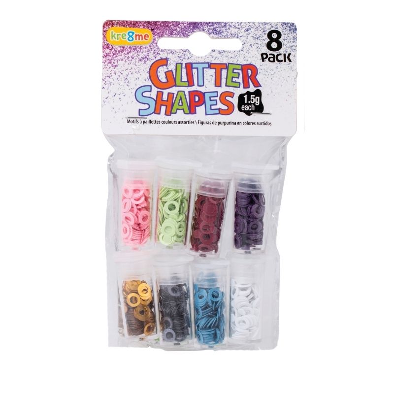 Glitter Shapes Asst Cols 8pk (1.5g each)