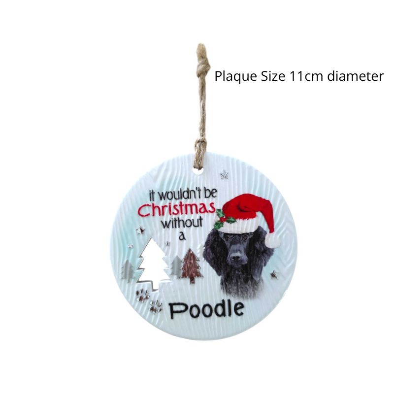 Black Poodle Christmas Wishes Plaque NEW!