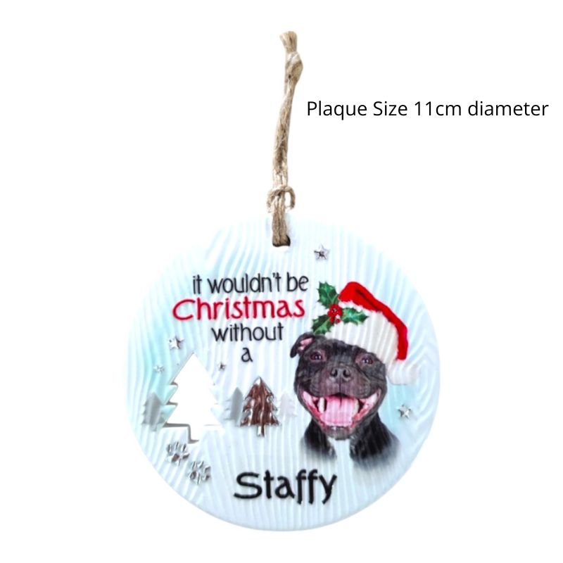 Staffy Christmas Wishes Plaque NEW!
