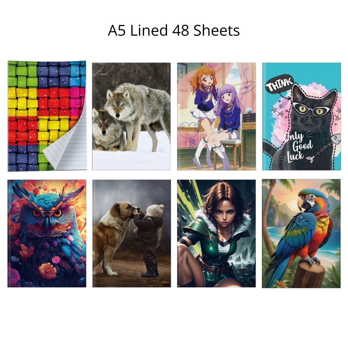 Notebook A5 Lined 48 Sheets 8 Assorted