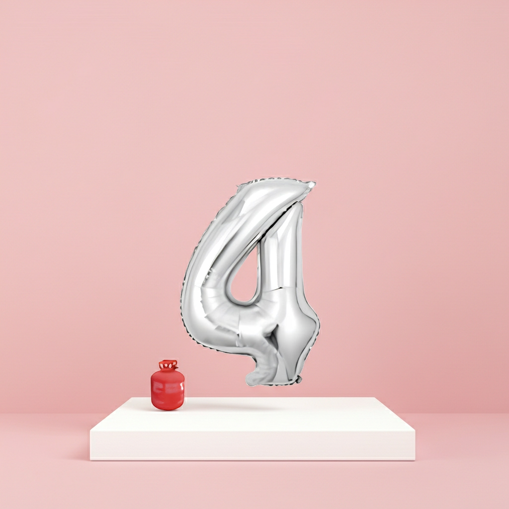 Silver Number 4 Foil Balloon 32 Inch