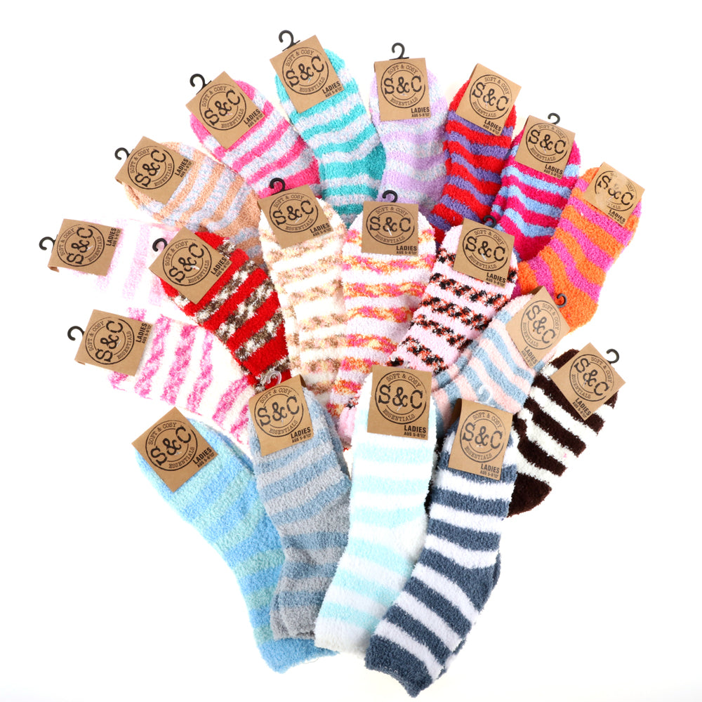 Womens Stripe Crew Socks NZ – Microfibre Soft 3 for $5