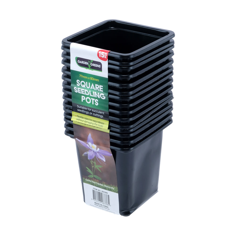 Square Seedling Pots Black 15 Pack