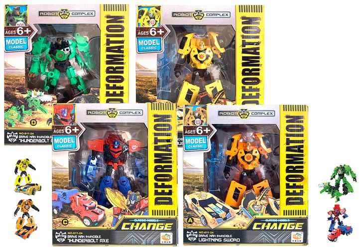 2pce Transform Change Robot w/ Axe 15cm