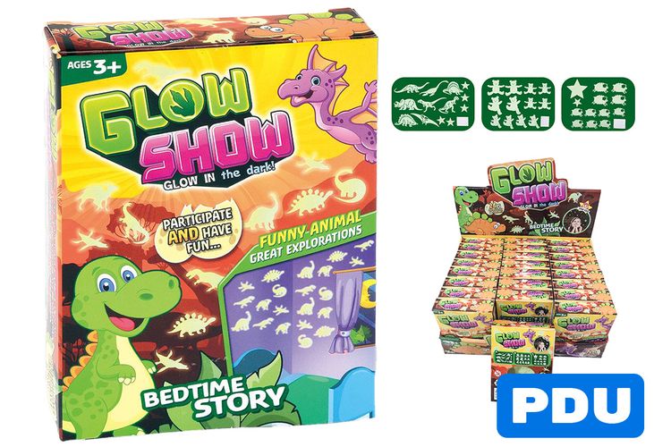 12-15pce Glow In Dark Dinosaur Stickers