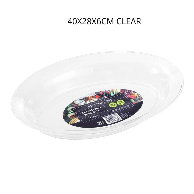 SERVING BOWL OVAL 40X28X6CM CLEAR