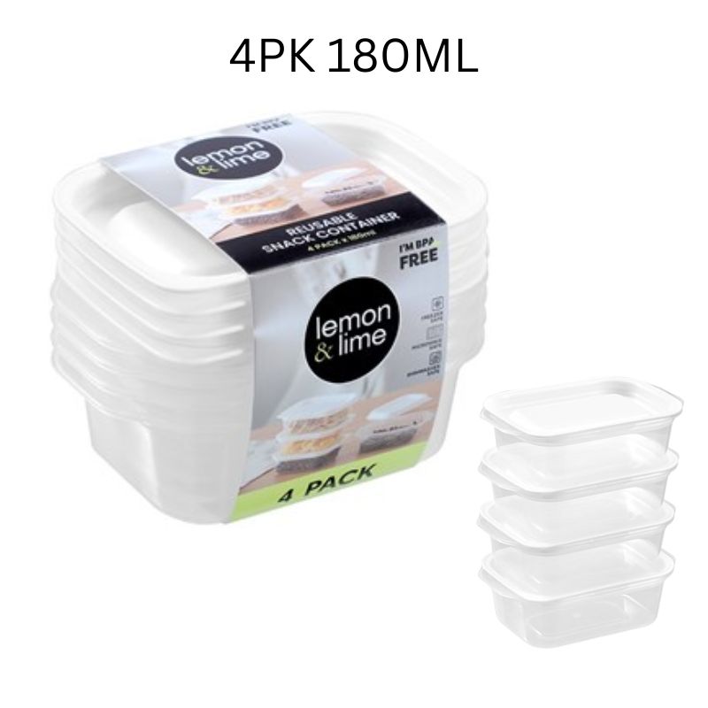 REUSABLE LUNCH CONTAINER RECT4PK 180ML