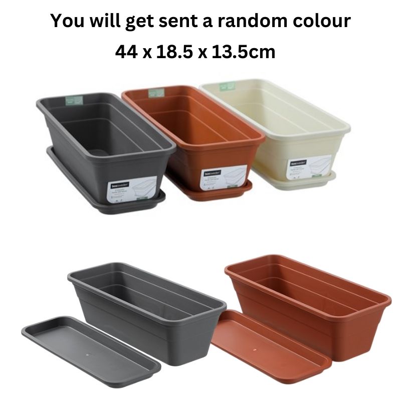 CLASSIC PLASTIC PLANTER RECT 44CM WITH SAUCER