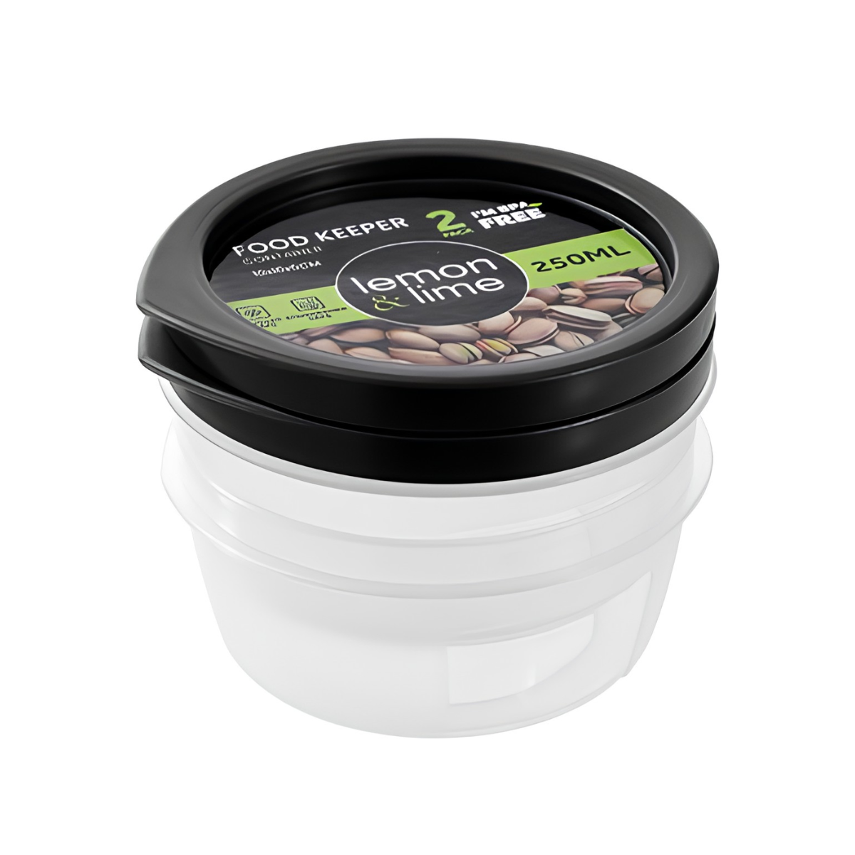 Round Food Keeper Containers 2 Pack – 250ml, 9.9 x 9.9 x 5cm
