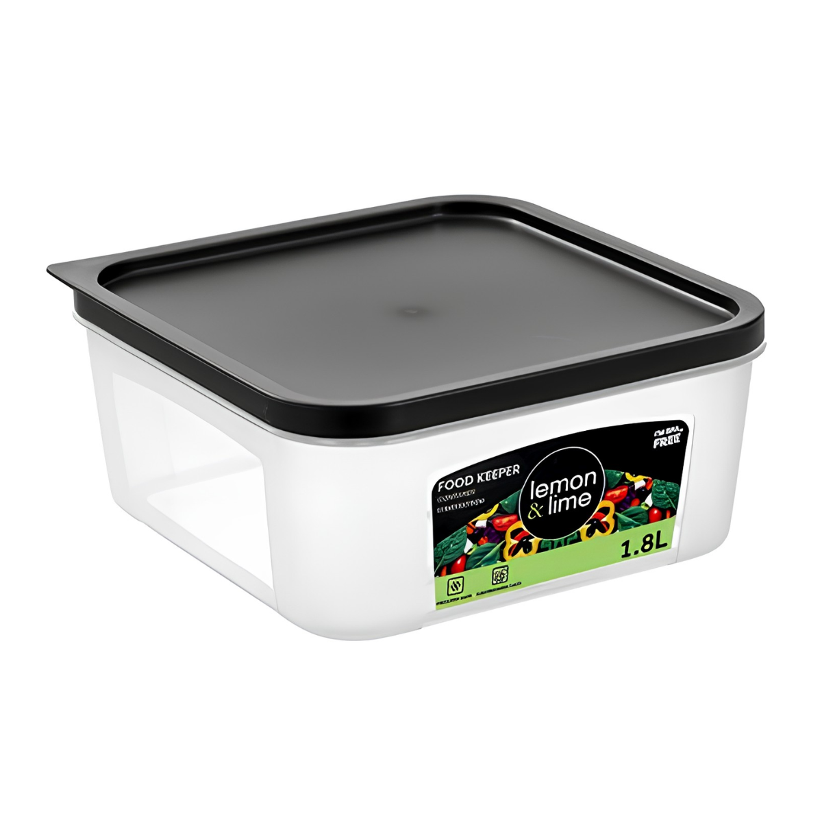 Square Food Keeper Container – 1.8L, 17.5 x 17.5 x 7.6cm