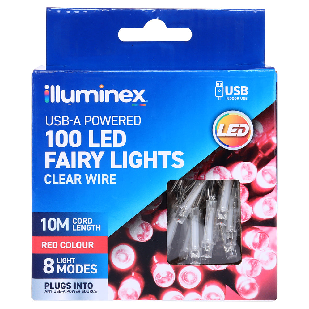 USB Fairy Lights 10m 100 LED Red