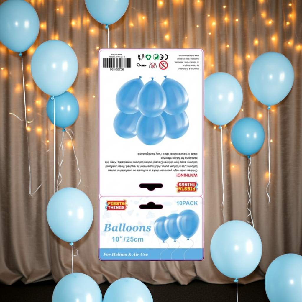 10pc Balloons 25cm - Blue