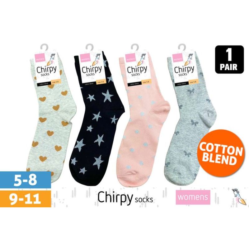 1Pair Ladies Fashion Socks w/Glitter 2sz