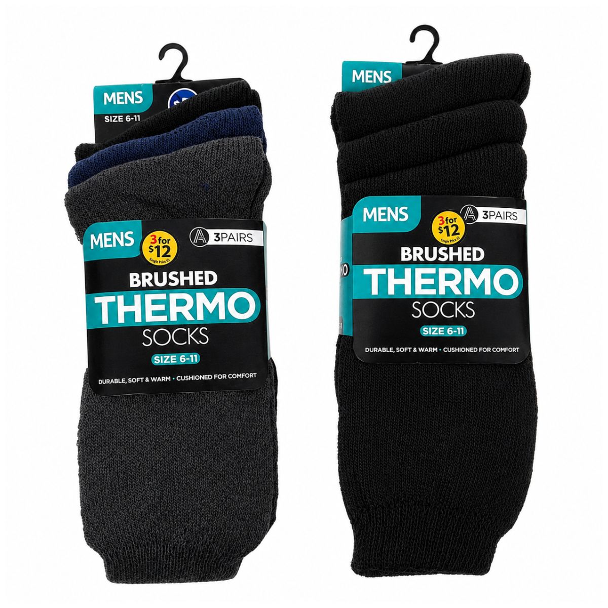3 Pair Men’s Brushed Thermal Socks – Size 6-11