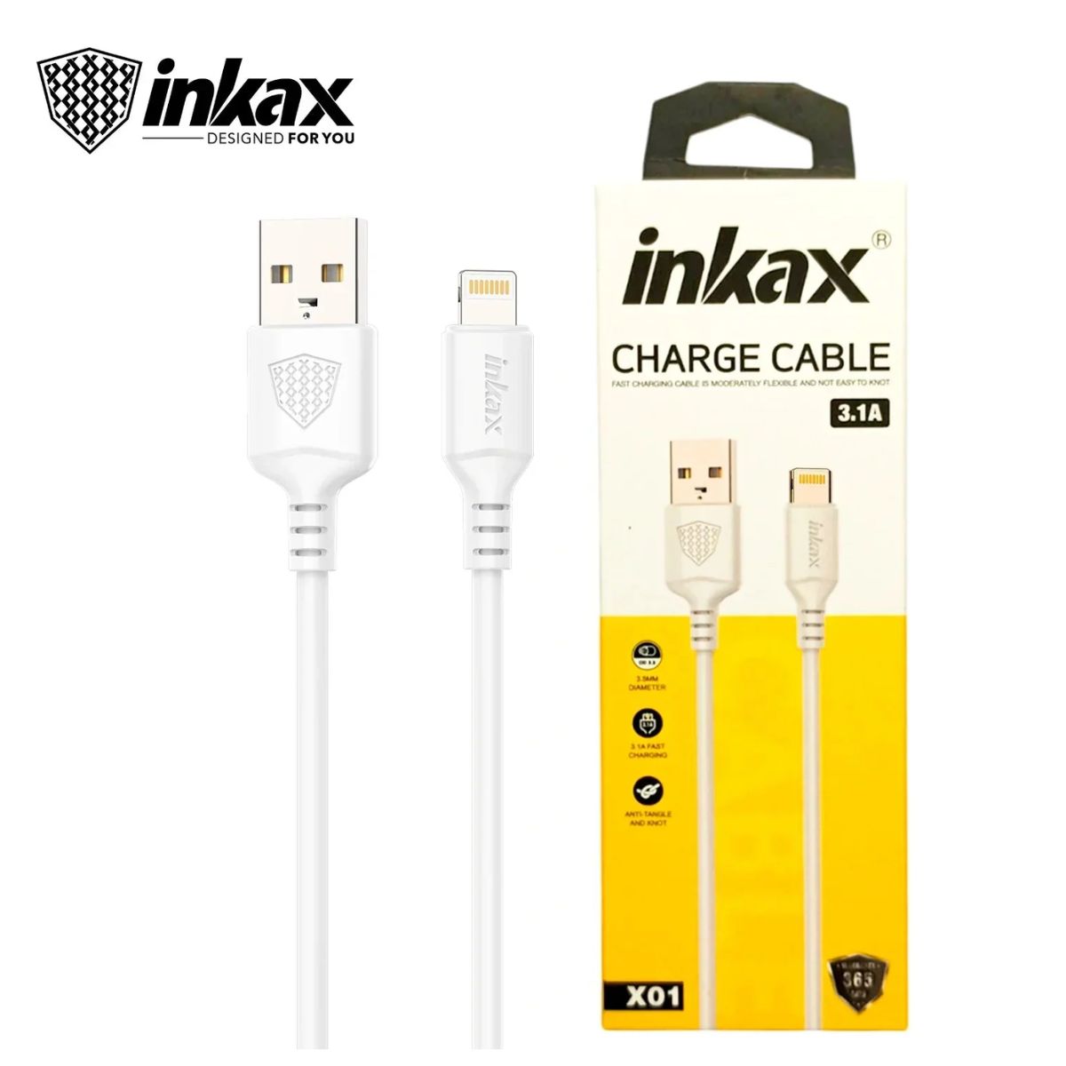 Inkax Charging Cable X01 iPhone 1m 3.1A White