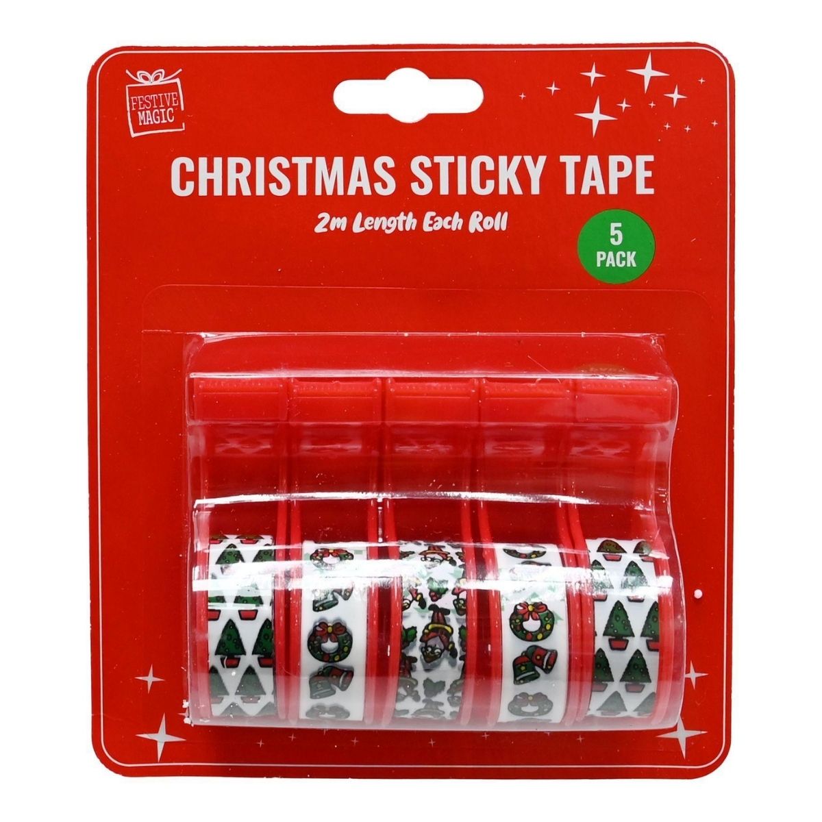 STICKY TAPE W/DISPENSER 2m 5pk